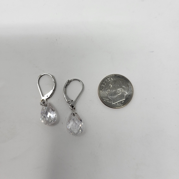 JCM Jacmel Diamonique Cubic Zirconia 925 Silver Pierced Leverback Earrings - Picture 4 of 6